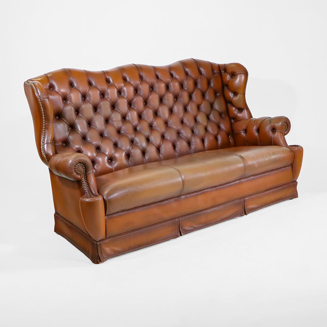 Chesterfield 3 Sitzer Sofa Vintage aus Leder mit hoher Rückenlehne - Sofort Lieferbar