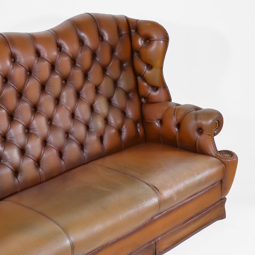 Chesterfield 3 Sitzer Sofa Vintage aus Leder mit hoher Rückenlehne - Sofort Lieferbar