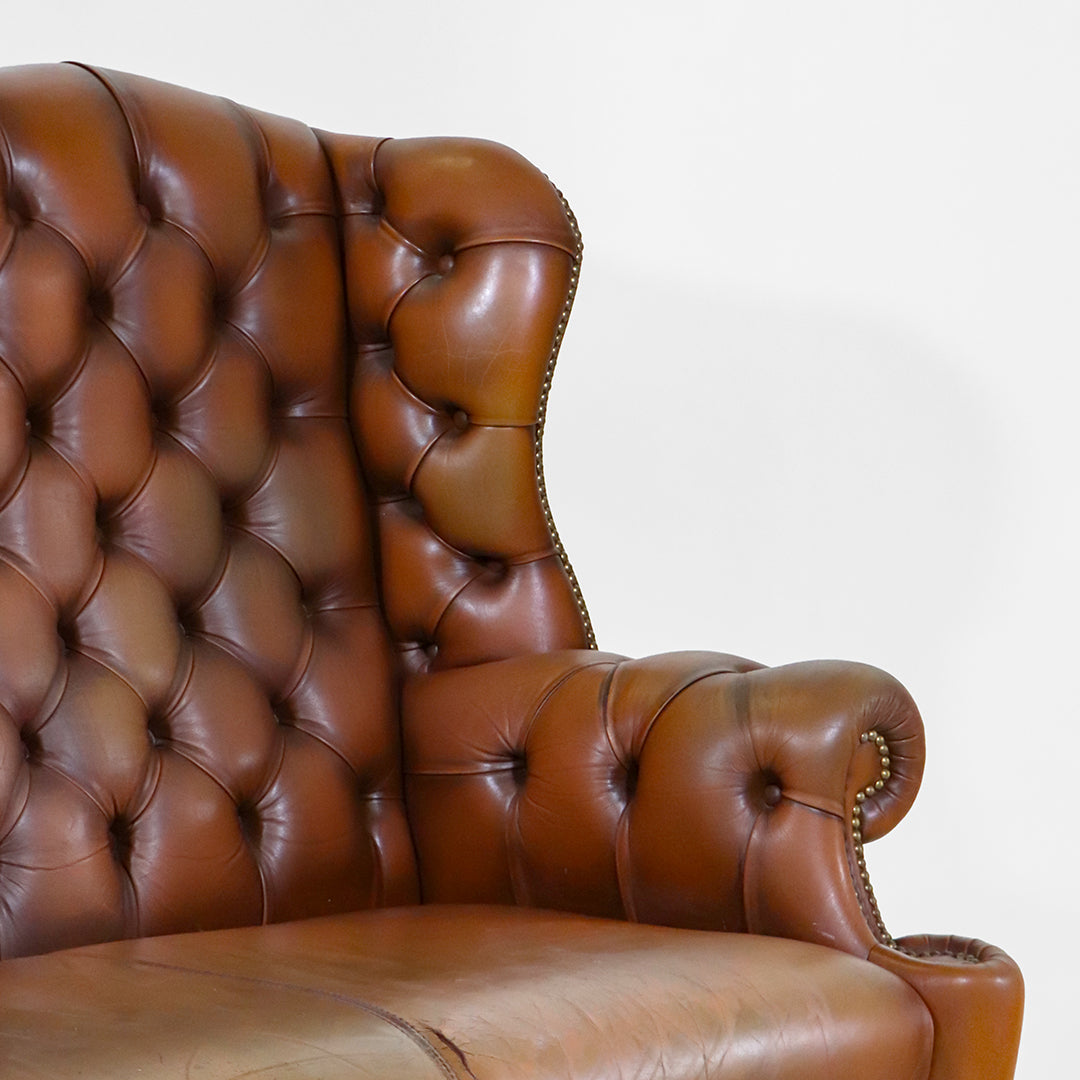 Chesterfield 3 Sitzer Sofa Vintage aus Leder mit hoher Rückenlehne - Sofort Lieferbar