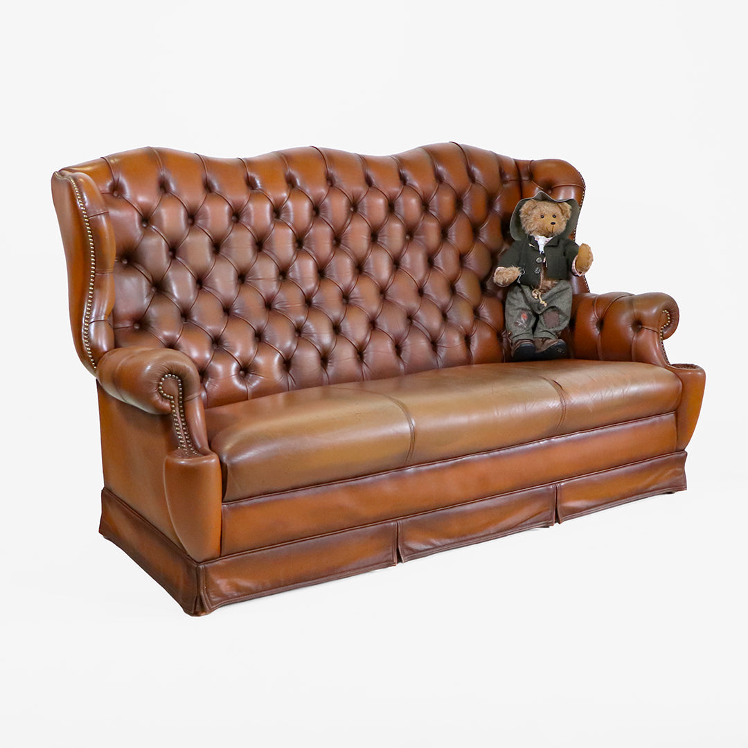 Chesterfield 3 Sitzer Sofa Vintage aus Leder mit hoher Rückenlehne - Sofort Lieferbar
