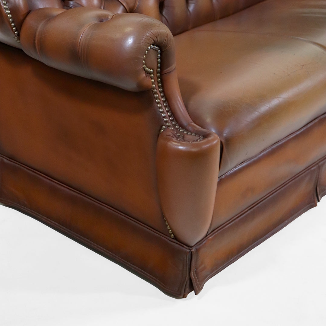 Chesterfield 3 Sitzer Sofa Vintage aus Leder mit hoher Rückenlehne - Sofort Lieferbar
