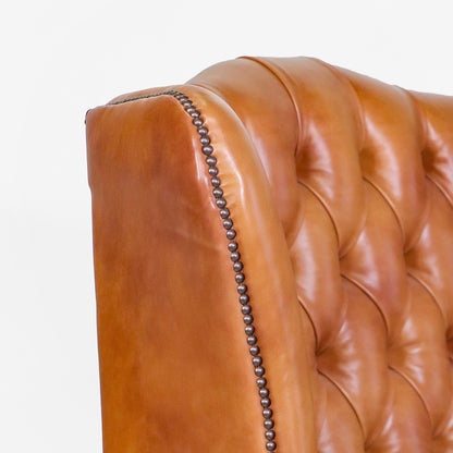 Chesterfield Ohrensessel "Grand Queen Anne" Cognac klassischer Ledersessel - Sofort Lieferbar