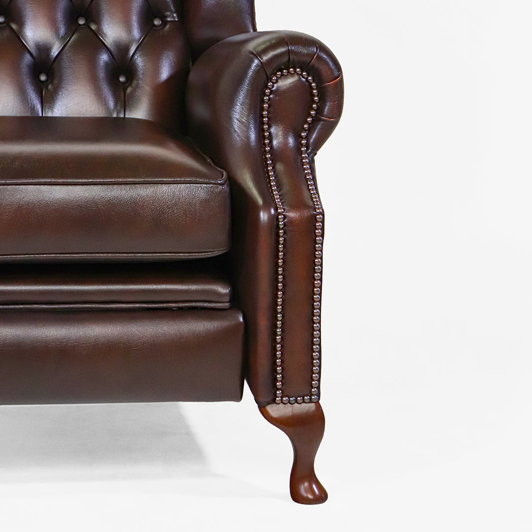 "Lazy Chair" Chesterfield Ohrensessel mit Relaxfunktion in Dunkelbraun - Sofort Lieferbar