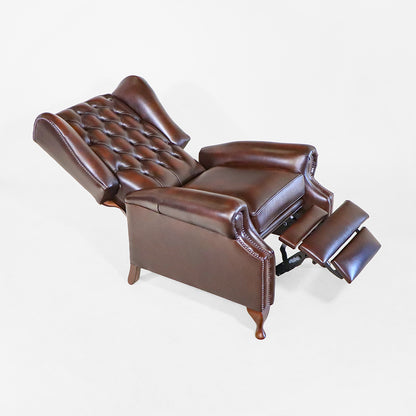 "Lazy Chair" Chesterfield Ohrensessel mit Relaxfunktion in Dunkelbraun - Sofort Lieferbar