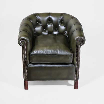 Chesterfield Sessel "Diana" – Englischer Clubsessel in Olive Grün - Sofort lieferbar!