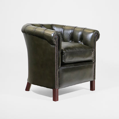 Chesterfield Sessel "Diana" – Englischer Clubsessel in Olive Grün - Sofort lieferbar!