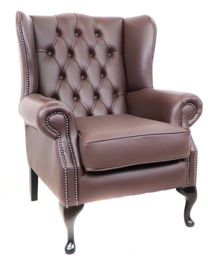 "Queen Anne" Chesterfield Ohrensessel in Birch Mocha - Sofort Lieferbar