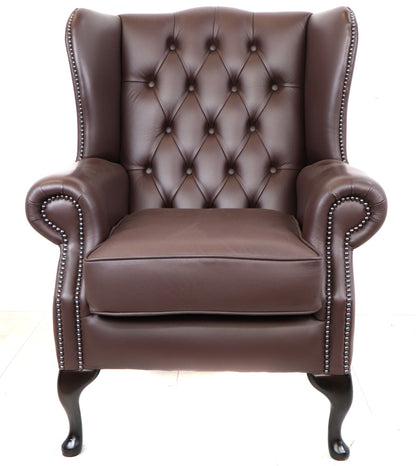 "Queen Anne" Chesterfield Ohrensessel in Birch Mocha - Sofort Lieferbar