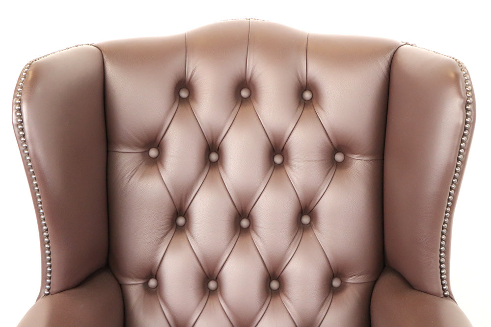 "Queen Anne" Chesterfield Ohrensessel in Birch Mocha - Sofort Lieferbar