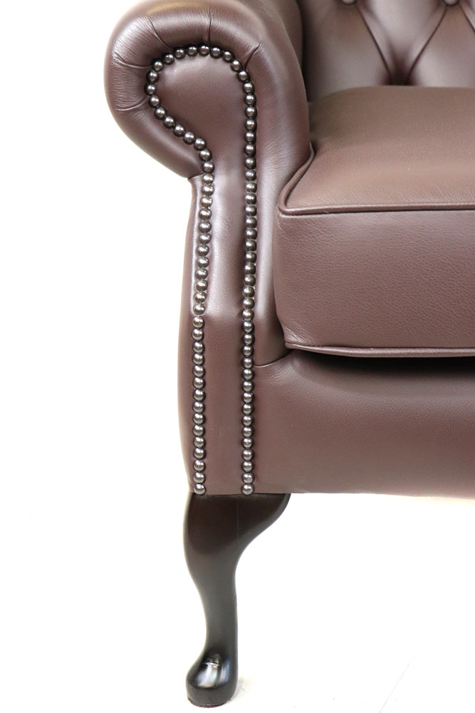 "Queen Anne" Chesterfield Ohrensessel in Birch Mocha - Sofort Lieferbar