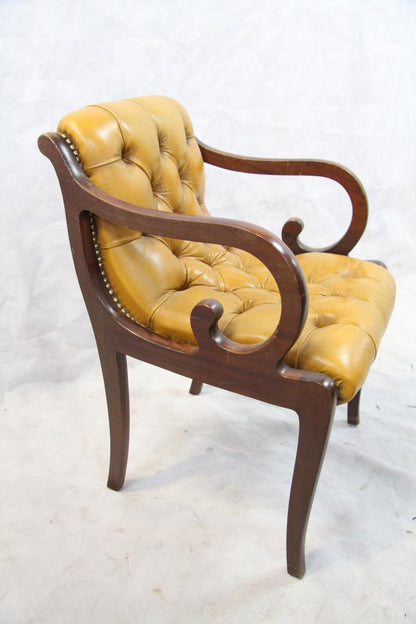 Regency Chesterfield Stuhlsatz 5er Set Lederstühle Vintage England