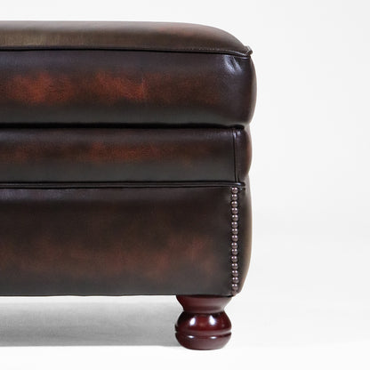 Echtleder Sitzbank Chesterfield Stil Braun mit Stauraum und Holzfüßen - Sofort Lieferbar