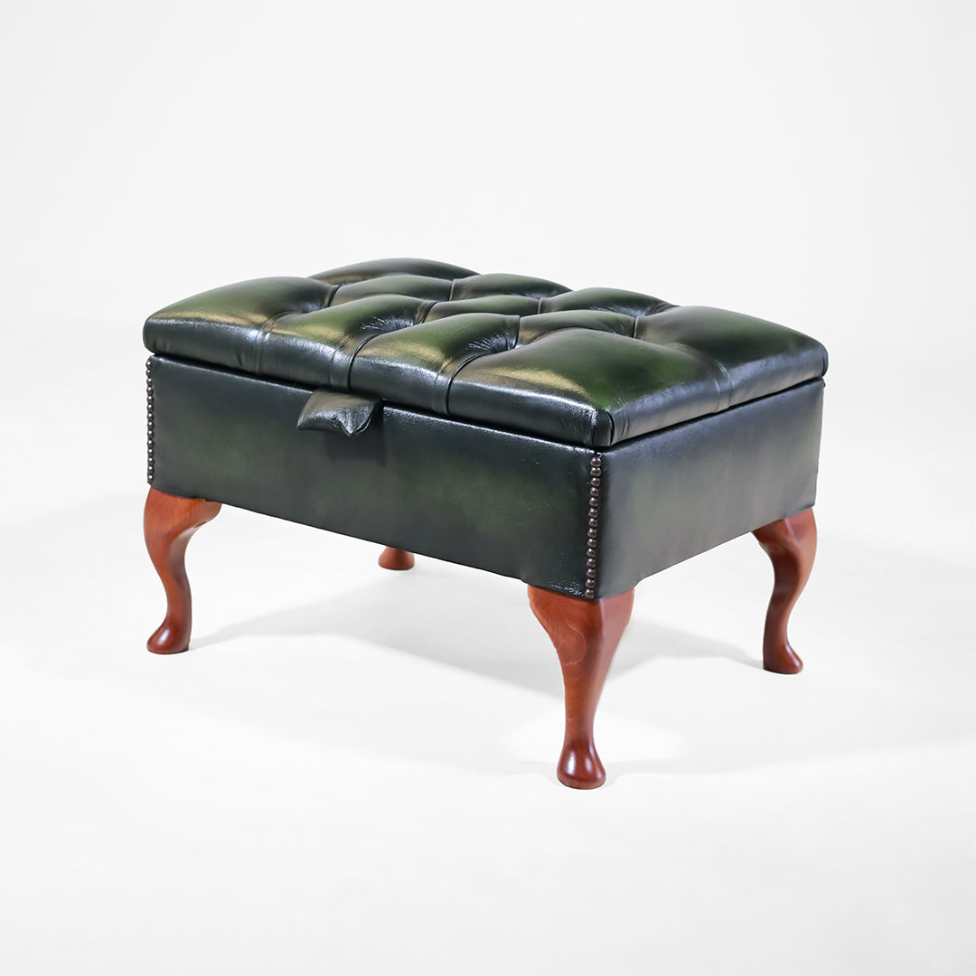 Chesterfield Lederhocker "Rectangle" – Handgefertigte Qualität aus England