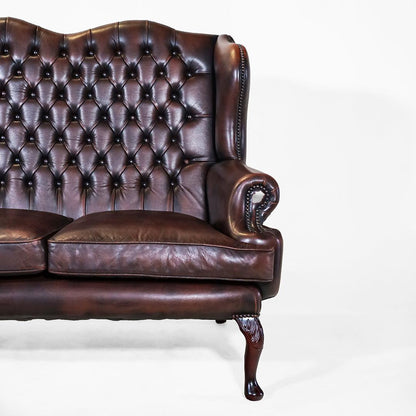 "Queen Anne" True Vintage Chesterfield Sofa 2-Sitzer in Birch Antique Tan - Sofort Lieferbar