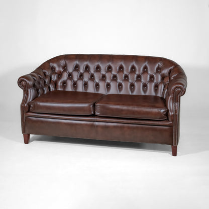 "Lord" Chesterfield 3-Sitzer Sofa in Birch Antique Brown Leder - Sofort lieferbar