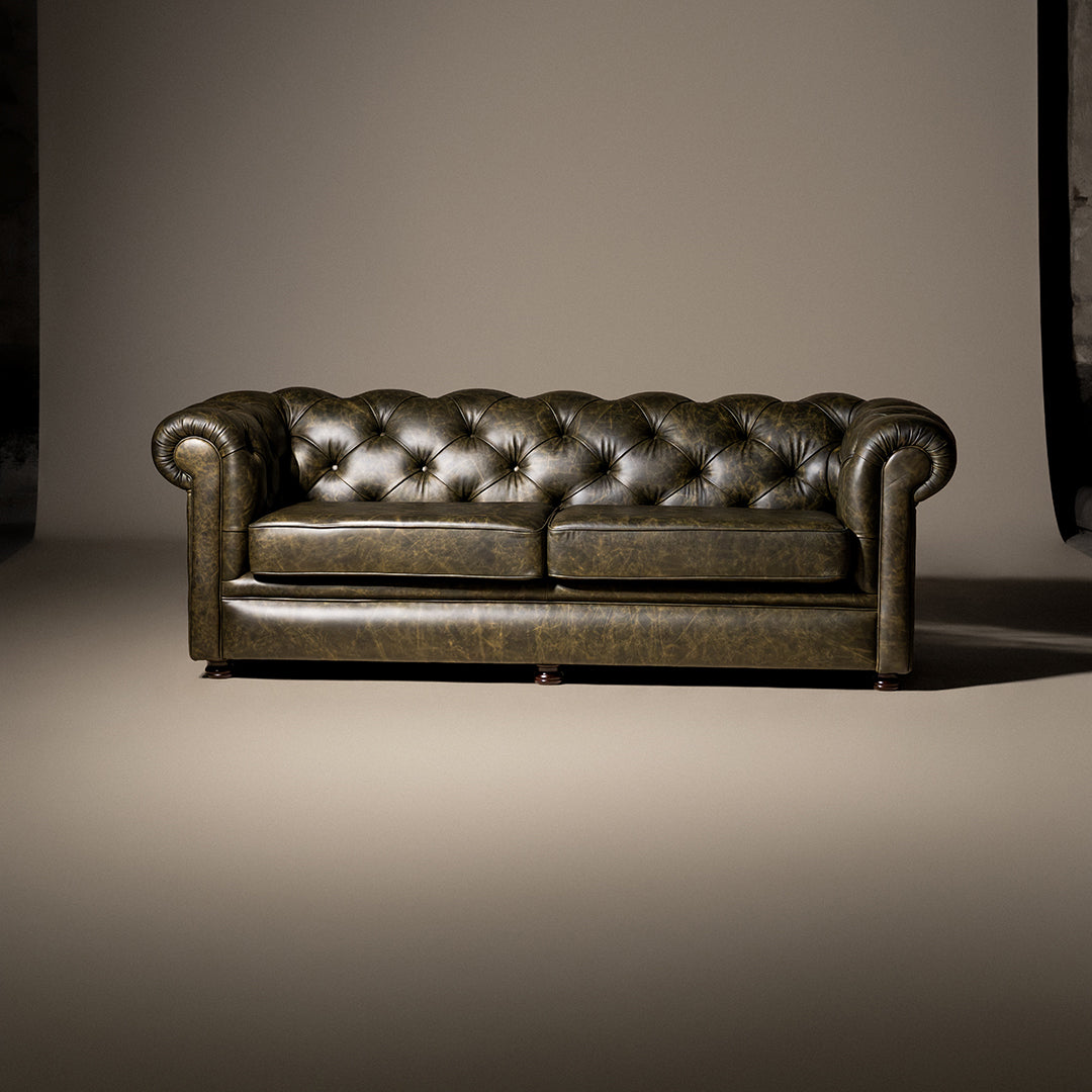 Chesterfield Sofa 3-Sitzer "Milford" – Grünes Leder Saloon Green - Sofort lieferbar