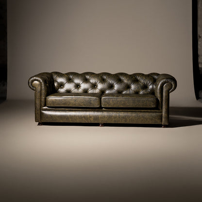 Chesterfield Sofa 3-Sitzer "Milford" – Grünes Leder Saloon Green - Sofort lieferbar