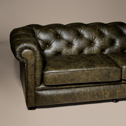 Chesterfield Sofa 3-Sitzer "Milford" – Grünes Leder Saloon Green - Sofort lieferbar