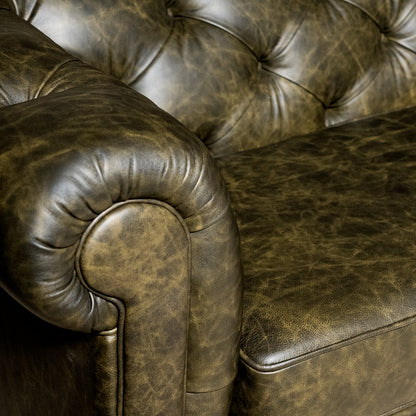 Chesterfield Sofa 3-Sitzer "Milford" – Grünes Leder Saloon Green - Sofort lieferbar