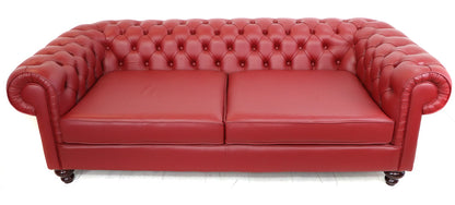 Chesterfield Sofa XXL 3-Sitzer aus rotem Leder – Birch Antique Red - Sofort Lieferbar