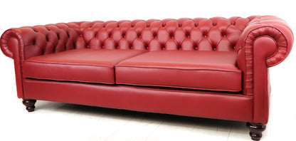 Chesterfield Sofa XXL 3-Sitzer aus rotem Leder – Birch Antique Red - Sofort Lieferbar