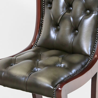 Grüner Chesterfield Esszimmerstuhl "Regency Split Diner Chair" aus Leder - Sofort lieferbar