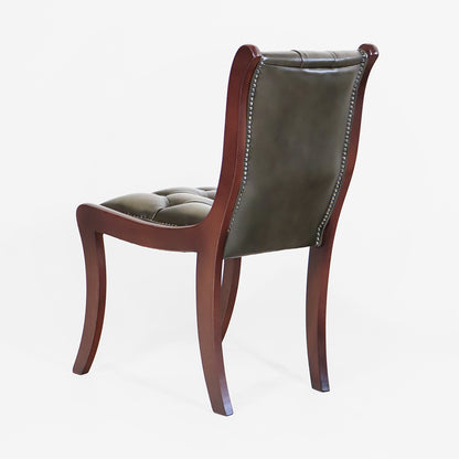 Grüner Chesterfield Esszimmerstuhl "Regency Split Diner Chair" aus Leder - Sofort lieferbar