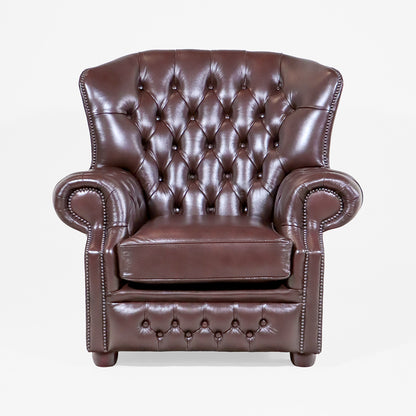 Chesterfield Ohrensessel Braun "Kelso" Birch Antique Ledersessel aus England - Sofort Lieferbar