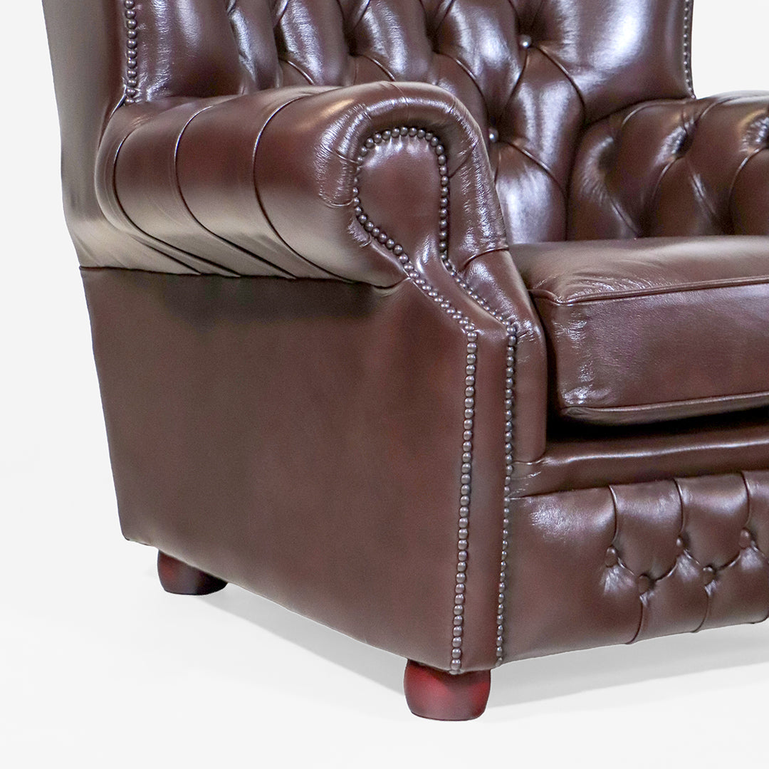 Chesterfield Ohrensessel Braun "Kelso" Birch Antique Ledersessel aus England - Sofort Lieferbar