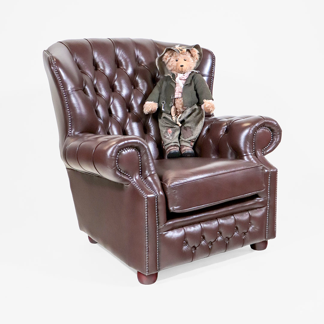 Chesterfield Ohrensessel Braun "Kelso" Birch Antique Ledersessel aus England - Sofort Lieferbar