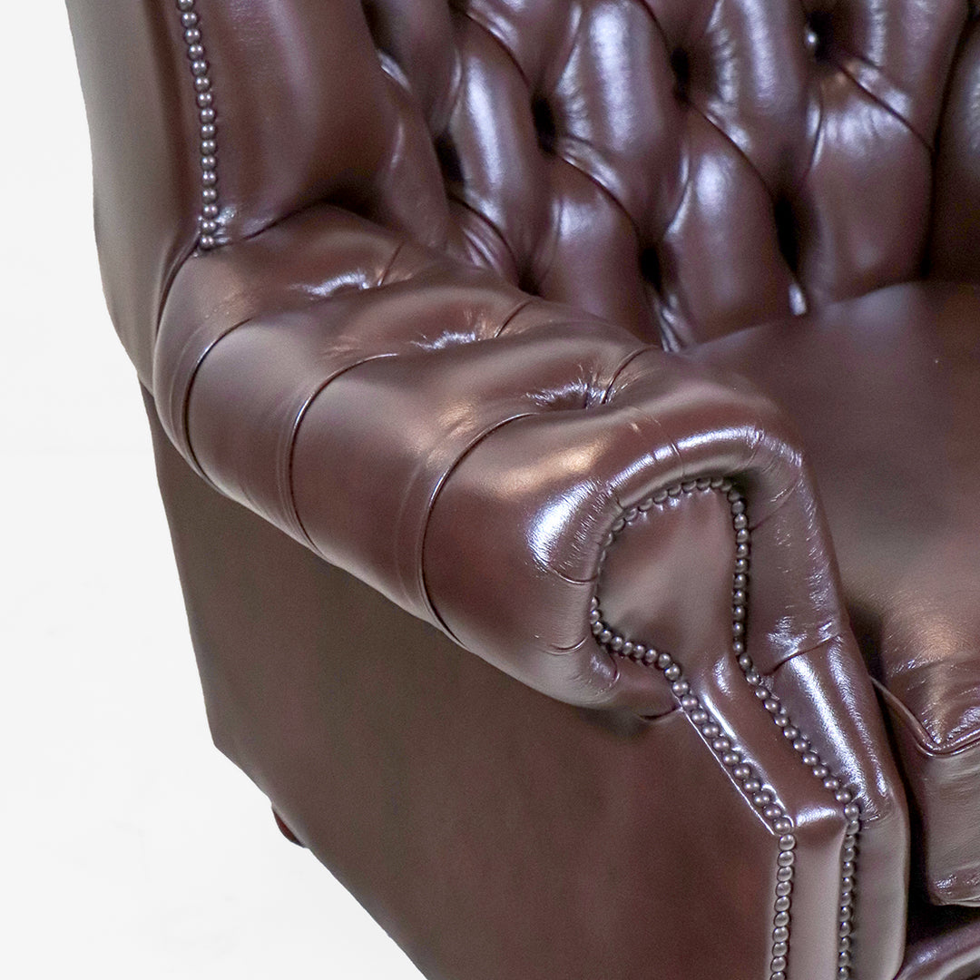 Chesterfield Ohrensessel Braun "Kelso" Birch Antique Ledersessel aus England - Sofort Lieferbar
