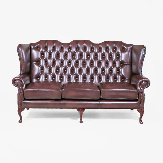 Chesterfield Sofa "Queen Anne" 3 Sitzer – Ledersofa mit hoher Rückenlehne aus England - Sofort Lieferbar