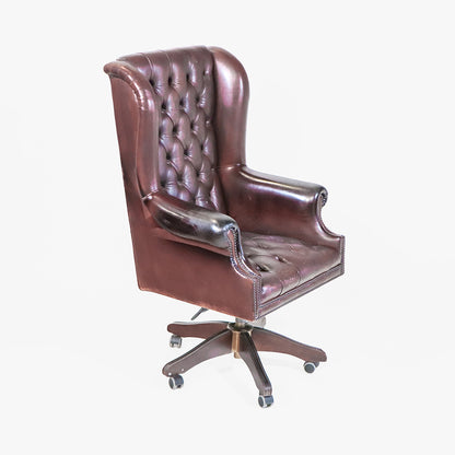 Chesterfield Bürostuhl "Roll Arm" aus Vintage Leder - Sofort Lieferbar