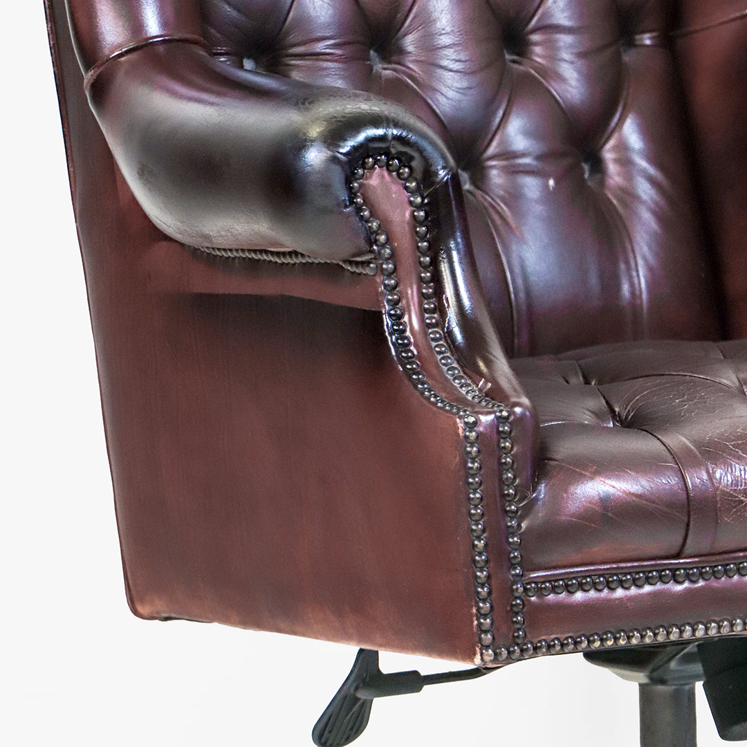 Chesterfield Bürostuhl "Roll Arm" aus Vintage Leder - Sofort Lieferbar