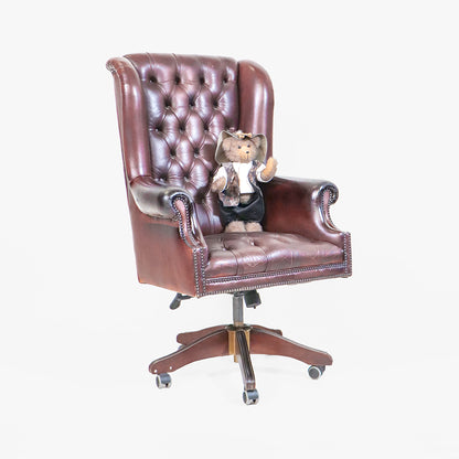 Chesterfield Bürostuhl "Roll Arm" aus Vintage Leder - Sofort Lieferbar