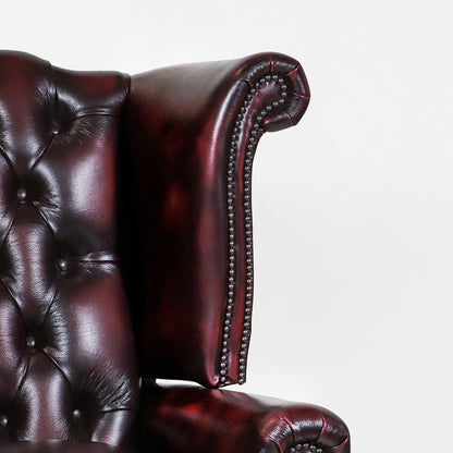Chesterfield Relaxsessel Scroll Wing elektrisch Antique Red Fernsehsessel - Sofort Lieferbar