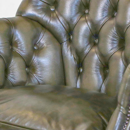 Chesterfield Bürostuhl "Board Chair" aus Leder in Olive Grün - Sofort Lieferbar