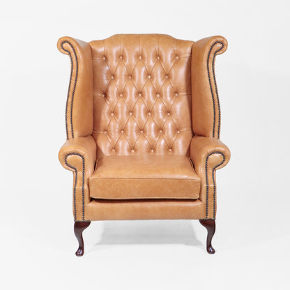 Chesterfield Ohrensessel XXL "Grand Scrollwing Chair" in Rimini Caramel - Sofort Lieferbar