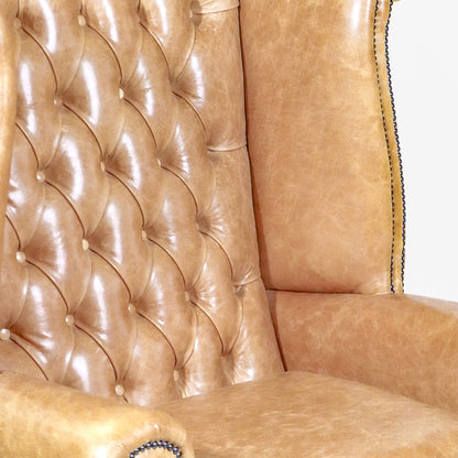 Chesterfield Ohrensessel XXL "Grand Scrollwing Chair" in Rimini Caramel - Sofort Lieferbar