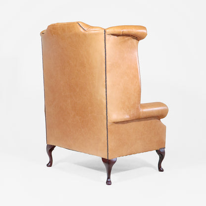 Chesterfield Ohrensessel XXL "Grand Scrollwing Chair" in Rimini Caramel - Sofort Lieferbar
