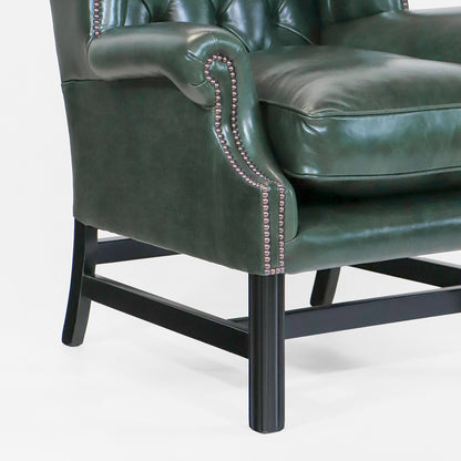 Chesterfield Ohrensessel "Kensington Wing Chair“ – Dunkelgrünes Leder – Sofort lieferbar