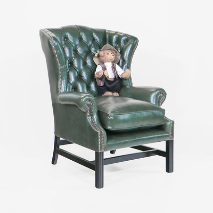 Chesterfield Ohrensessel "Kensington Wing Chair“ – Dunkelgrünes Leder – Sofort lieferbar