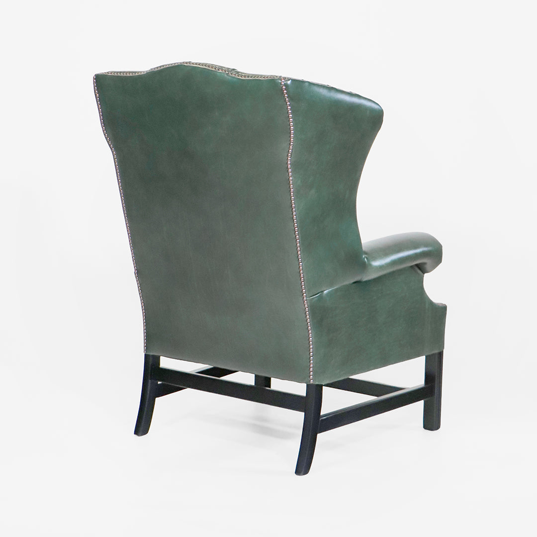 Chesterfield Ohrensessel "Kensington Wing Chair“ – Dunkelgrünes Leder – Sofort lieferbar