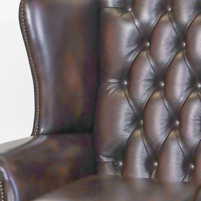 Chesterfield "Queen Anne" Ohrensessel aus Leder in Birch Antique Rust - Sofort Lieferbar
