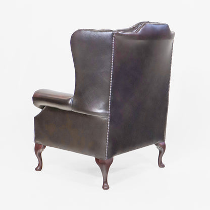 Chesterfield "Queen Anne" Ohrensessel aus Leder in Birch Antique Rust - Sofort Lieferbar