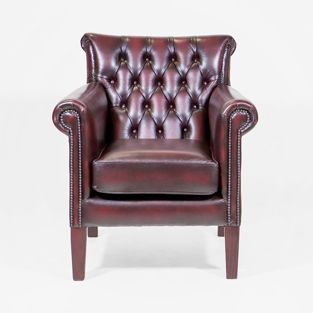 Chesterfield Sessel Rot Leder "Penzance" Clubchair aus England - Sofort Lieferbar