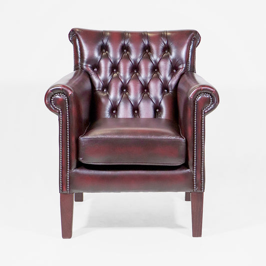 Chesterfield Sessel Rot Leder "Penzance" Clubchair aus England - Sofort Lieferbar