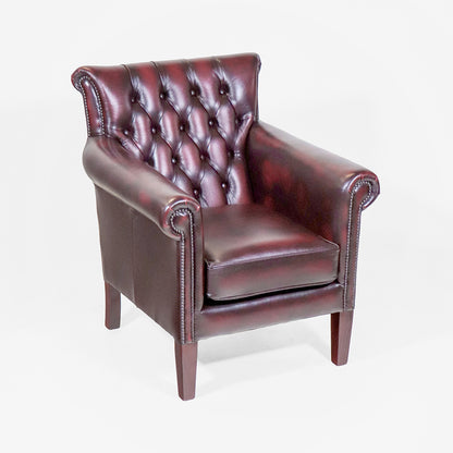 Chesterfield Sessel Rot Leder "Penzance" Clubchair aus England - Sofort Lieferbar
