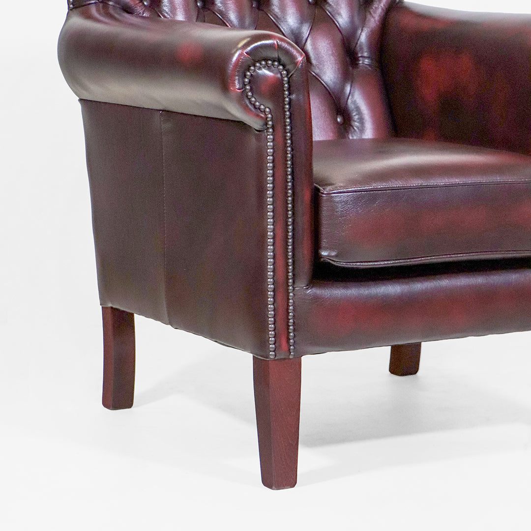 Chesterfield Sessel Rot Leder "Penzance" Clubchair aus England - Sofort Lieferbar