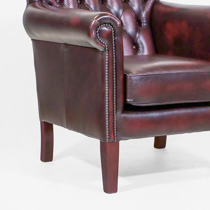 Chesterfield Sessel Rot Leder "Penzance" Clubchair aus England - Sofort Lieferbar
